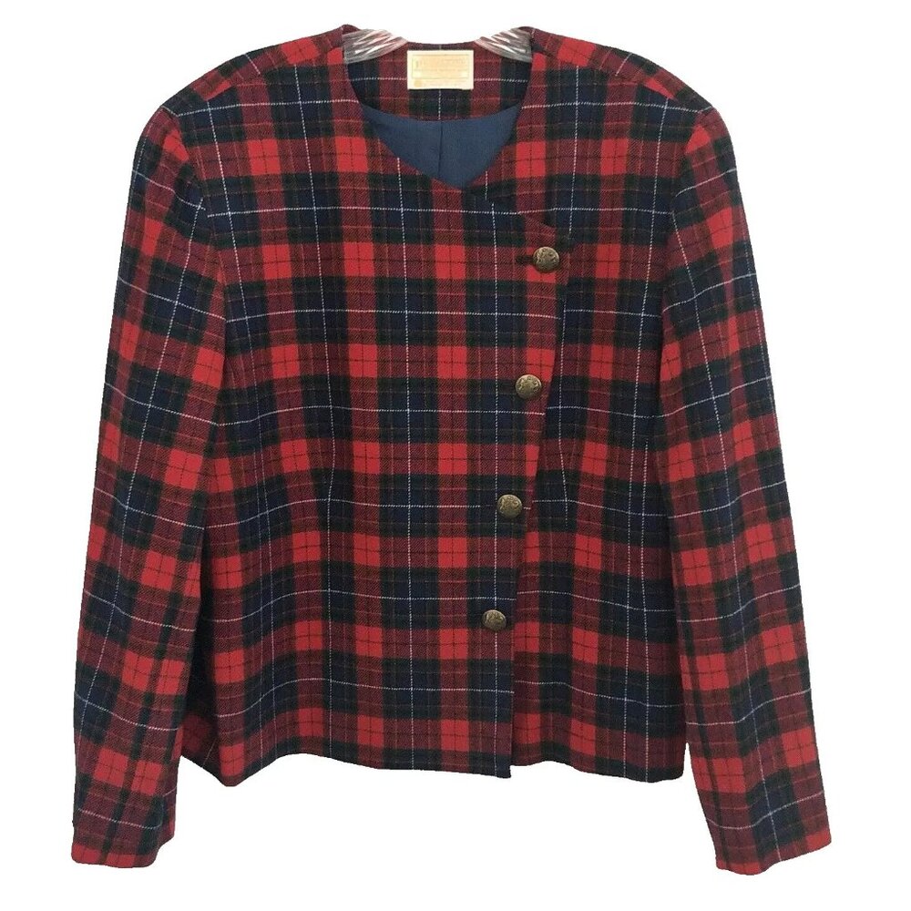 Pendleton Tartan Plaid Wool Jacket Size 14 Vintage - image 1